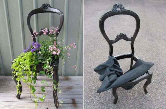 Garden Art Using Old Chairs
